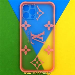 قاب گوشی Iphone 12 Pro آیفون طرح رینبو دیاموند محافظ لنزدار ایربگ دار مدل لویی ویتون LV گلبهی کد 61