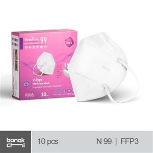 ماسک تنفسی نانو N99 ریما بدون سوپاپ وی تایپ رسپی‌ نانو آبی 10 عددی