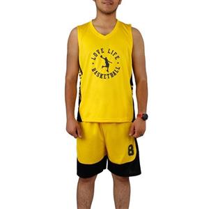 ست رکابی شلوارک بسکتبال LOVE LIFE زرد ۰۵