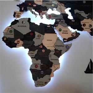 نقشه جهان پازلی طوسی با نور مخفی