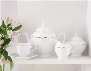سرویس چینی زرین 6 نفره  12 پارچه چای خوری نارسیس طلایی 