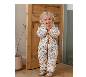 کاپشن سرهمی کودک ورت فرانسه Vertbaudet Mädchen Baby Overall Blumen - zartrosa bedruckt