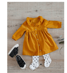 ست 2 تکه پیراهن و جوراب شلواری کودک ورت فرانسه Vertbaudet Mädchen Baby-Set Kleid und Strumpfhose senfgelb 