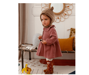 پیراهن کودک ورت فرانسه Vertbaudet Baby Kleid mit Kragen Musselin