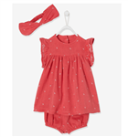 ست 3 تکه پیراهن هدبند شورت کودک ورت فرانسه Vertbaudet Mädchen Baby-Set Kleid Spielhose und Haarband