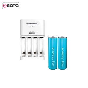 شارژر باتری پاناسونیک مدل Eneloop BQ-CC51S به همراه باتری قلمی قابل شارژ پاناسونیک مدل Eneloop Lite بسته 2 عددی
