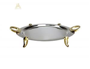 سینی استیل گرد حلقه نگین دار طلایی سافینوکس کد 805