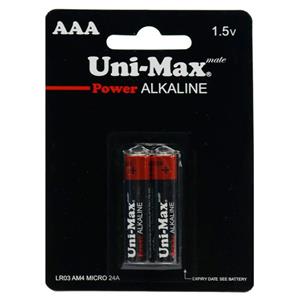 باتری دوتایی نیم قلم Uni-Max Alkaline 1.5V AAA