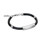 دستبند چرم مشکی با مهره استیل  جاست کاوالی  مردانه مدل JCBR50010100