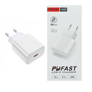 شارژر دیواری سوپر فست شارژ ترانیو مدل A10 توان 20وات Tranyoo Super Fast Wall Charger A10 2A 1Type-C Port