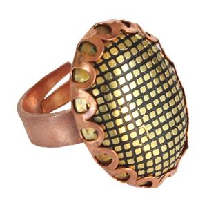 جدیدترین انگشتر مسی زنانه نگین برنجی طرح مشبک کد JW308