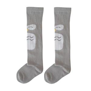 جوراب بلند فانتزی بچگانه دخترانه و پسرانه طوسی طرح جغد کد PH398