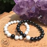 دستبند تمام سنگ هولیت و اونیکس Onyx & Howlite Bracelet