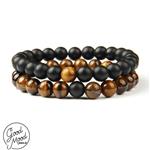 دستبند تمام سنگ چشم ببر و اونیکس Onyx & Eye's Tiger Bracelet