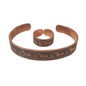 ست دستبند و انگشتر مسی مردانه مدل پنج اسب کد JW91.2