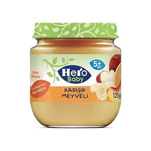 پوره مخلوط میوه موز و گلابی و نارنگی هیرو بیبی (herobaby) 125 گرمی