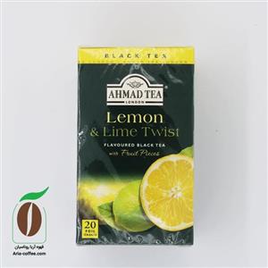 چای سیاه کیسه ایی با طعم لیمو تازه و تکه های لیموه تازه 20 عددی احمد (ahmad) 40 گرمی