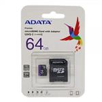 کارت حافظه ADATA 64G کلاس 10 سرعت 80MB همراه با آداپتور