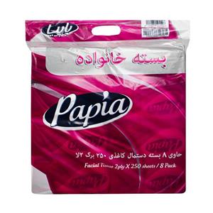 دستمال کاغذی پاپیا بسته خانواده 8 عددی