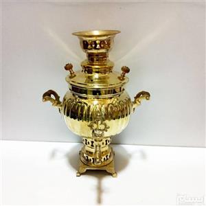 سرویس سماور زغالی برنجی دو لیتری زغالی الماس تراش