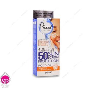 کرم ضد افتاب بی رنگ پیکسل SPF 50 مناسب پوست خشک نرمال حساس 