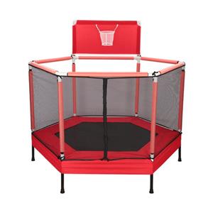 ترامپولین شش ضلعی حفاظ دار بالا و کنار دارای حلقه بسکتبال
