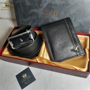 ست کیف و کمربند چرم مردانه Polo کد 002