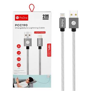 کابل تبدیل USB به لایتنینگ پرووان مدل PCC190 طول 2 متر ProOne To lightning Cable 2M 