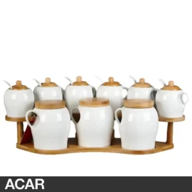 پاسماوری 9 پارچه استند دار بامبو مدل آجار