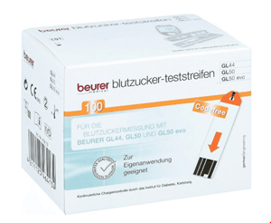 نوار تست قند خون 100 عددی بیورر آلمان Beurer GL44/50 Teststreifen GL44/GL50 Blutzucker-Teststreifen (100 Stk.)