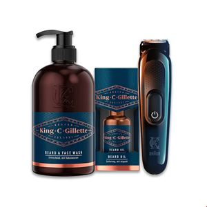 ماشین اصلاح شامپو و روغن ریش ژیلت آمریکا  Gillette King C. Gillette Barttrimmer Set