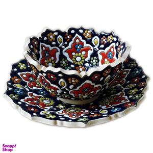 ست کاسه و بشقاب میناکاری سفالی مدل یلدا