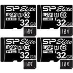 Silicon Power Elite UHS-I U1 Class 10 85MBps microSDHC 32GB With SD Adapter Pack of 4