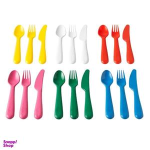 ست قاشق چنگال و چاقو کودک ایکیا کد 19197 بسته 18 عددی