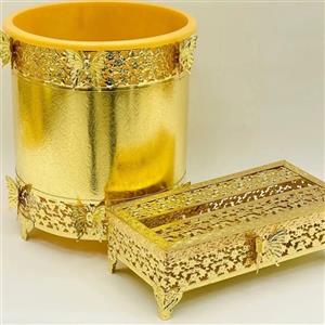 ست سطل و جای دستمال کاغذی مدل پروانه