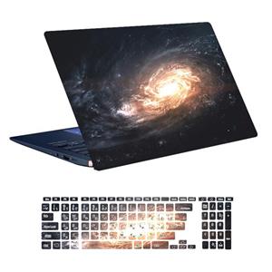 استیکر لپ تاپ توییجین و موییجین طرح Space کد 105 مناسب برای 15.6 اینچ به همراه برچسب حروف فارسی کیبورد 