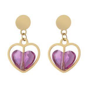 گوشواره طلا 18 عیار زنانه مایا ماهک مدل ME0881 طرح سواروسکی قلب 