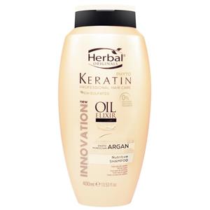 شامپو ترمیم کننده مو هربال مدل کراتین ارگان حجم 400 میلی لیتر Herbal Keratin Argan Repair Hair Shampoo ml 