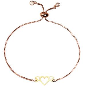 دستبند طلا 18 عیار زنانه کرابو طرح قلب مدل Kr1522 
