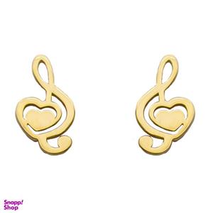 گوشواره طلا 18 عیار زنانه کاپانی طرح ملودی و قلب کد KE010 