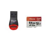 کارت حافظه micro SDXC ویکومن مدل 600X Plus کلاس 10 استاندارد UHS-I U3 سرعت 90MBs ظرفیت 64 گیگابایت به همراه کارت خوان