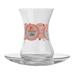 ست استکان و نعلبکی 12 پارچه لاو مدل Cup Cake کد 2297