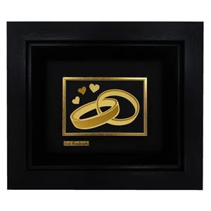 تابلو طلا کوب زرکات طرح حلقه ازدواج مدل F173