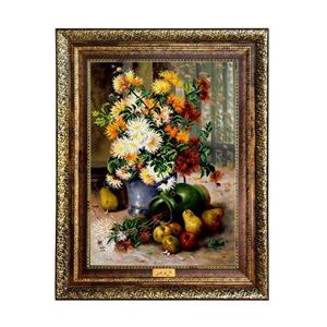 تابلو فرش ماشینی نقش نگار رضوی طرح گل کد 2446H