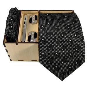 ست کراوات دستمال جیب دکمه سردست مردانه مدل 442 