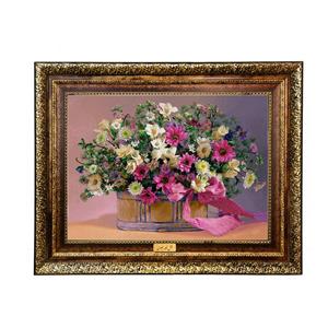 تابلو فرش ماشینی نقش نگار رضوی طرح گل کد 675H