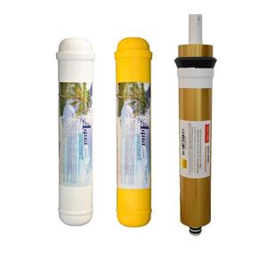 فیلتر دستگاه تصفیه کننده آب آکوا پیورست مدل پست کربن و مینرال مجموعه 2 عددی به همراه فیلتر گلد تورای مدل ممبران 75G