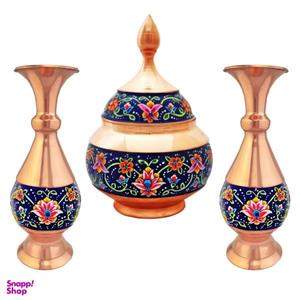 ست 3 تکه گلدان و شکلات خوری مسی مدل پرداز کد st18