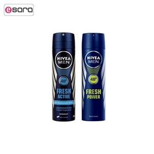 پک اسپری مردانه نیوآ مدل Fresh Active و Fresh Power بسته دو عددی Nivea Fresh Active And Fresh Power Spray For Men Pack Of 2