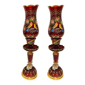 شمعدان طرح  والتر گل وپرنده مدل Ah5 بسته 2 عددی